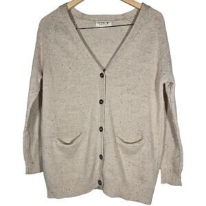 Cavalini Wool Metallic Button Up Colorful Tan Long Sleeve Cardigan Small